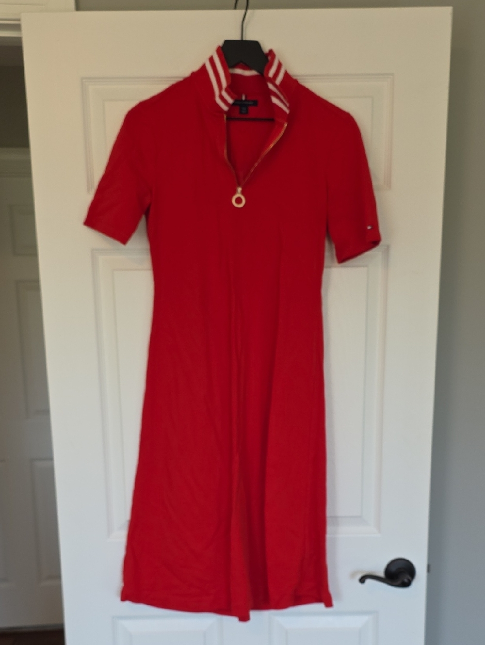Tommy Hilfiger Red Zip Polo Midi Dress